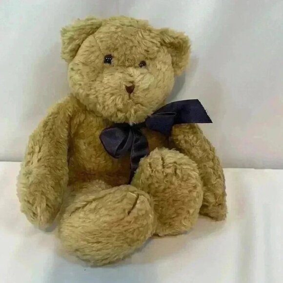 VINTAGE BOYDS BEARS IN THE ATTIC BEIGE BEAR NAVY RIBBON - Picture 1 of 4